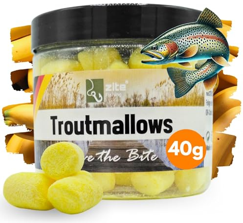 Zite Fishing Trout Mallows Forellenköder - Hochfängiger Forellenteig | auftreibend - Troutmallows Starke Aromen & Leuchtende Farben 40g Dose Forellen Köder