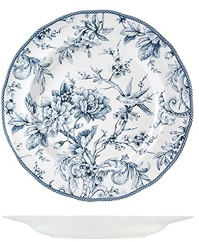 H&H Kensington Piatto Tondo, in Porcellana, Blu e Bianco, 32.5cm, Stile Inglese