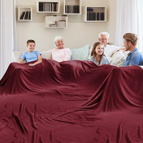 Edenleaf Große übergroße, extra große Decke, riesige Fleece 3,05 x 3,05 m Decke, California King warmer Begleiter für die ganze Familie, Bett, Sofa, Couch, Reisen, Camping 305 x 305 cm Weinrot