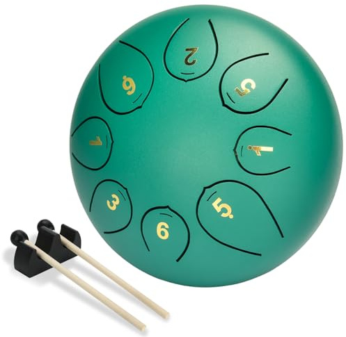 Tambor de Lengua de Acero 6 Pulgadas 8 Tonos Handpan Drum C-Key Instrumento de percusión Tongue Drum con Bastones para Niños y Adultos