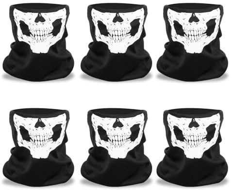 SKHAOVS 6 Stück Totenkopf Maske,Multifunktionstuch,Bedrucktes Halstuch,Ghost Maske Call of Duty,Halloween Maske,Vielfalt Gesichtstuch Bandana für Laufen Wandern Motorrad Halloween Cosplay