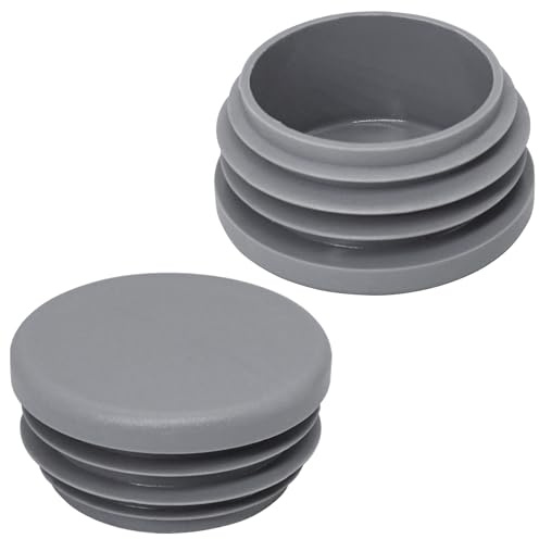 SKIR'CO (10 pcs) Round Tube Inserts 1 1/4, Fence Post Plugs, Grey Plastic Tube End Caps, Pipe Plugs, Grey RAL 7040