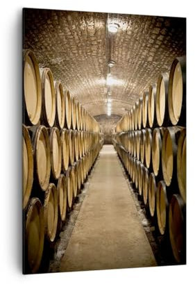Bilder auf Leinwand 70x100cm Leinwandbild mit Rahmen Fässer Wein Weinberg Groß Wanddeko Bild Schlafzimmer Küche Deko Wandbilder Dekoration Wohnzimmer Wall Canvas Wand Kunstdruck Art PA70x100-6032