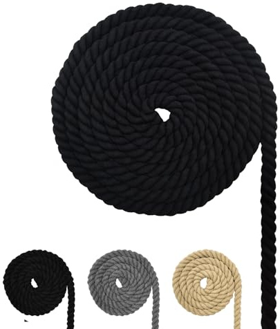 Baumwollkordel, Makramee-Garnseil, Verschiedene Größen Baumwollseil für DIY-Bastelarbeiten, Geschenke (Schwarz, 8mm(20M))