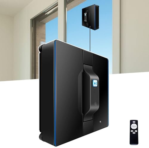 Lavavetri elettrico magnetico con ventosa, robot automatico for la pulizia delle finestre - Ruota guida a 360D°/Forte assorbimento/Lavoro senza bordi, for finestre alte, vetro, piastrelle, bagno