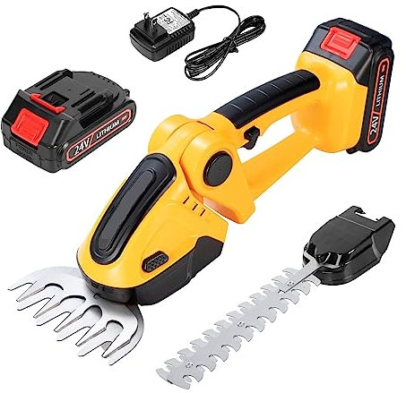 USKI Tagliaerba e tagliabordi Tagliasiepi Elettrico a Batteria 24V 2 in 1 Mini tagliasiepi Portatile Ricaricabile Arbusto Domestico Diserbo Potatura Strumenti for falciatrice