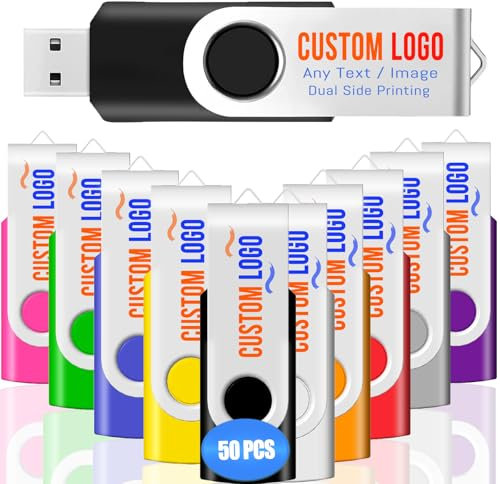 Unidad flash USB personalizada de 4 GB, paquete de 50 unidades de memoria USB personalizables, unidad USB personalizable con logotipo impreso, recuerdos promocionales, marca con una memoria USB
