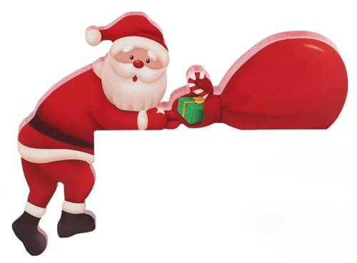 COLOFALLA Adorno Puerta Navidad Papá Noel Decoración Navideña Madera para Marcos de Puertas Hogar