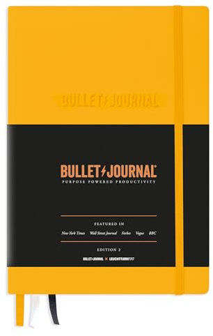 LEUCHTTURM1917 371205 Bullet Journal - Edition 2, Notizbuch Medium (A5), Hardcover, 206 nummerierte Seiten, 120 g/m² Papier, dotted, Yellow24