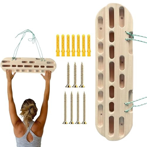 Kletter-Hangboard aus Holz für Fingerkrafttraining und Griffverbesserung, leichte und glatte Klimmzugstange für Indoor-Übungen, 55 x 15 x 4,5 cm