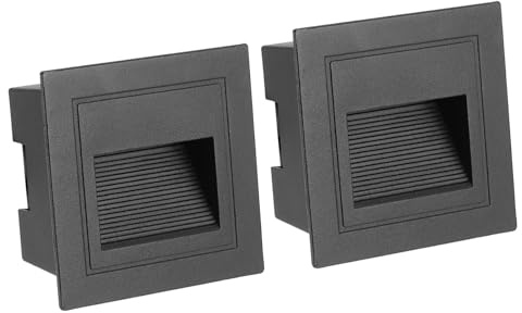 PATIKIL 4000K LED Step Light, 2 Pack 3W 120V Recessed Stair Light Aluminum Waterproof 105lm Warm White Stairway Lights Indoor Outdoor, Black Shell