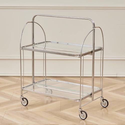 Mobiler Glastisch Klapptisch Beistelltisch aus Glas zusammenklappbar,Sofatisch Klappbar Tisch Couchtisch Kaffeetisch mit Rollen, Wohnzimmertisch,Nachttisch Stauraum für Schlafzimmer, Wohnzimmer(Clear)