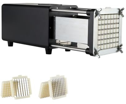 VEVOR Cortadora Eléctrica de Patatas Fritas Cortador de Papas con Cuchillas de Acero Inoxidable de 1/2 y 3/8 Cortador de Papas con Patas Antideslizantes para Pepinos, Verduras, Zanahorias, Negro