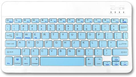 Fogcays Bluetooth Keyboard, Ultra-Slim Wireless Portable Quiet Keyboard UK Layout Built-in Rechargeable Battery Universal Compatible with iPad Mac iOS Android and Windows (Blue)