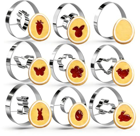 Osterplätzchen Ausstechformen, 9 Stück Oster Ausstecher Set, Ideales Ostergeschenk mit Backzubereitung (Ostern-9)