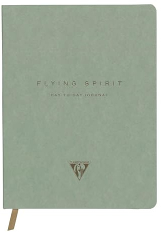 Clairefontaine 107746C - DaytoDay journal Tagebuch Bullet journal Flying Spirit, 19x25cm, 96 Blatt, dot punktkariert, Graugrün sortiert, 1 Stück