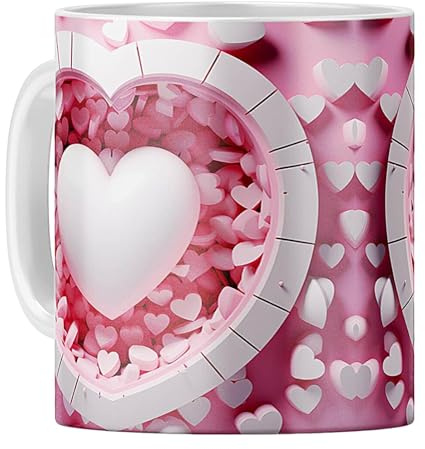 da caffè a forma di cuore in ceramica – di San – Decorazione di San in ceramica | da caffè da 350 ml, da tè, decorazione per ufficio, bicchieri da Vac