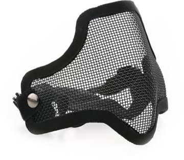 UKCOCO Schwarze Halbmaske Aus Metallgitter Für Schutzmaske Stahlgitter-halbmaske Für Outdoor-Sportarten Mit Verstellbarem Elastischem Kopfband