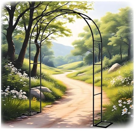 Arche De Jardin Avec Socle,Arche Rosier Pour Diverses Plantes Grimpantes Treillis D'Arche Pour Mariage, Fête, Cérémonie,Largeur120/160/180/200/240/260/280/300cm Noir,blanche,vert(Black,L240 x H220 cmx