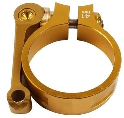 Sattelklemme,Schnellspanner SattelstüTze 41mm Fahrradsattelstütze Klammern auf for die Straßen Faltrad Sattelrohrklemme CNC-Aluminiumlegierung einen.Kreislauf.durchmachensattel Sattleklemme(Gold)