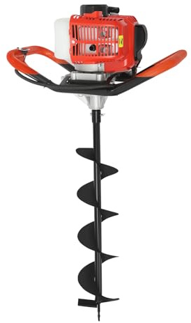 Post Hole Digger, Auger Post Hole Digger with 3 Drill Bits & 1 Extension Pole, 2.3HP Petrol Earth Auger Fence Post Ground Hole Borer Digger for Mailbox Post Digging Fence and Deck Installation