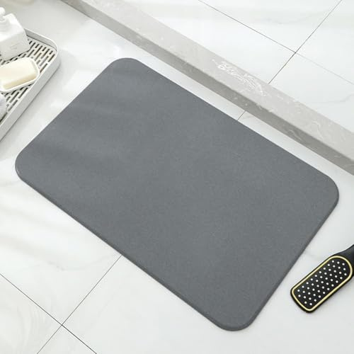 Saugfähige Steinbadematte, Steinbadematte, Saugfähige Badematte, rutschfeste Badematte Aus Natürlichem Kieselgur, Haushalt, Badezimmer, Dark Grey, 40x30cm