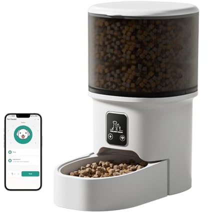 SUNGENIX Automatischer Futterautomat für Haustiere - 5L großer Vorratsbehälter, Sprachaufnahme & App-Steuerung - Programmierbar für 4 Mahlzeiten/Tag - Ideal für Katzen & Hunde bei Abwesenheit