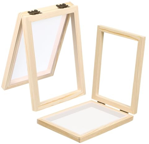 Gogogmee Set 2pezzi Telaio in Legno per Produzione di Carta Fai da Te, Facile da Pulire, per Attività Creative e Ragazzo Ragazza, Materiale Resistente in Legno Naturale