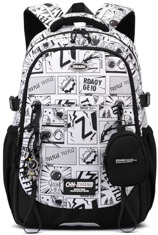 Amythe Sac à Dos Garçon Cartable Collège Imperméable Ordinateur 15.6, Sac Dos Loisir Noir 30L avec Breloque Tendance pour Ados et Hommes, École, Voyage, Noël ou Rentrée Scolaire