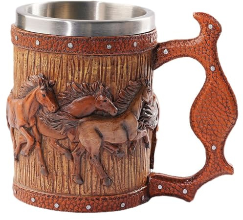 NUOBESTY Chope à Bière Vintage en Résine Imitation Bois Grosse Capacité 500 Ml Gobelet de Bar Créatif pour Camping et Réunions Design Viking Original Gobelet Ménager Robuste et