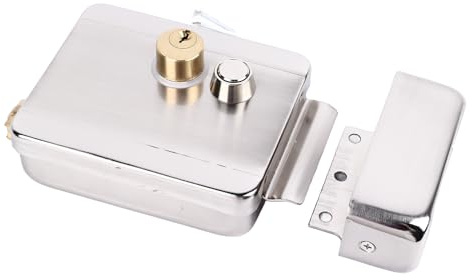 Walmeck Cerradura de Puerta de Control Eléctrico Cerradura Doble de Doble Cabezal para Timbre de Seguridad de Control de Acceso de Intercomunicador 12 V, Cerradura de Puerta de