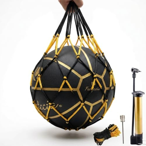 Fantecia Pallacanestro con pompa, misura ufficiale 7, per interni ed esterni, con pompa (nero oro)