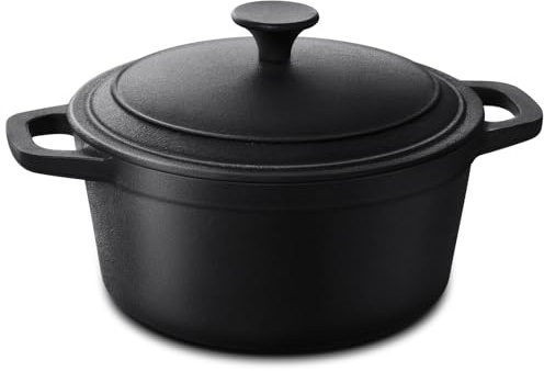 Warmiehomy Cast Iron Pot with Lid,6L Pre-Seasoned Deep Dutch Oven for Bread Baking,Cast Iron Casserole Dish with Lids for Induction and Oven Safe,26cm