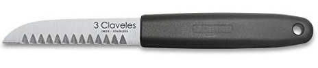 3 Claveles - Cuchillo para decorar profesional 19.5 cm, acero inox, mango negro polipropileno, para postres o decoración de platos