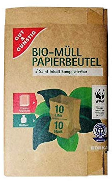 GUT & GÜNSTIG Lot de 10 sacs poubelle en papier bio 10 l