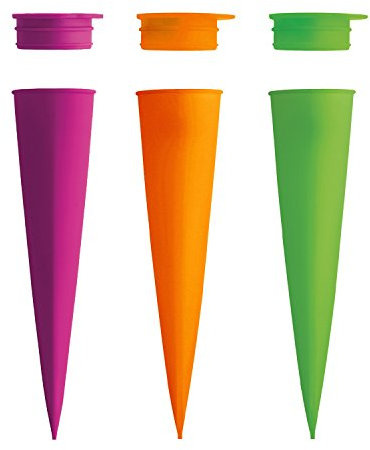 Lékué Ice Pop - Pack moldes de helado de tubo,silicona platino 4 x 4,8 x 20,2 cm, multicolor