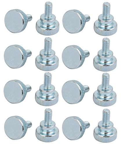 sourcing map 16 Stück M4x8mm Flacher gerändelter Kopf Vollgewinde Daumenschrauben bolzen DE de