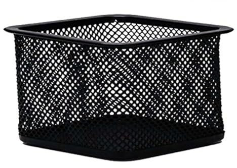 Q-CONNECT KF18475 Büroklammernbox Schreibtisch-Organizer Quadratisch/aus Lackiertem Metallgeflecht/Schwarz/Mesh Metall Büro-Organizer Desk Organizer/Anti-Rutsch-Füße/ 8 x 8 x 3 cm