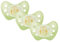 dentistar Night Silicone Soother Set of 3 - Size 1, 0-6 Months - Silicone Soother with Dental Step - Glow in The Dark Baby Dummy - Made in Germany - Owl, Green