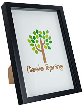 Nicola Spring 3D Shadow Box Photo Frame - 8x12 (20x30cm) - Pack of 1 - Black 3D Photo Frame Box A4 Picture Portrait Display Case for Crafts, Keepsakes, Wedding, Graduation
