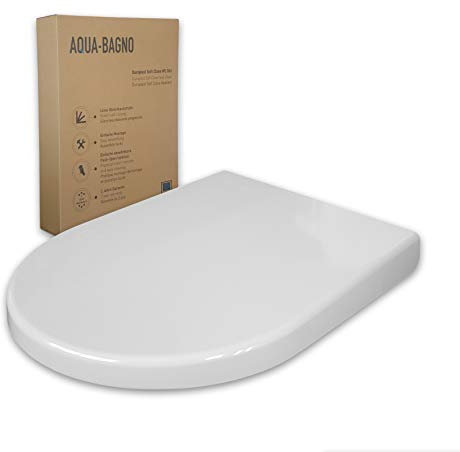 Aqua Bagno | Softclose WC-Sitz | O-Form oder D-Form | Hochwertiges Duroplast | Absenkautomatik | Abnehmbar | Klodeckel und Klobrille | Antibakteriell | Weiß (Zero)