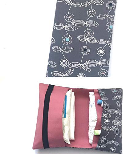 Wickeltasche, Windeltascheto go mit Blumen, grau,rosa, türkis, weiß, für 3-4 Windeln und Feuchttücher - handmade - Geschenk zur Geburt - sofort versandfertig