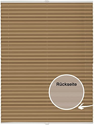 ondeco Plissee nach Maß Thermo für Fenster innen Montage in Glasleiste mit Spannschuh Sonnenschutz-Rollo Lichtschutz Blickdicht leichte Verdunkelung Cappuccino B: 61-70 cm, H: 101-150 cm