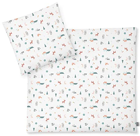 Julius Zöllner Jersey - Kinderbettwäsche 80x80 + 35x40 cm, 2-teiliges Set aus Deckenbezug und Kissenbezug, 100 Prozent Jersey-Baumwolle, mit Reißverschluss, Standard 100 by Oeko-TEX, Little Fox