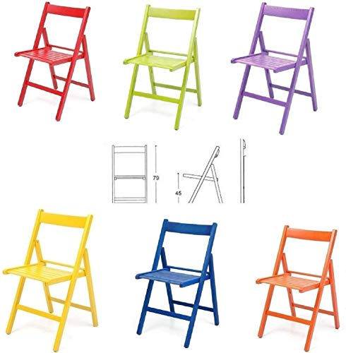 Liberoshopping 6 sedie Colorate Sedia in Legno Verniciato richiudibile per Campeggio casa Giardino (Rosso,Verde,Viola,Giallo,Blu,Arancione)