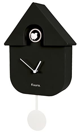 FISURA - Kuckucksuhr. Wanduhr. Original Geschenk Wanduhr. 3 AA-Batterien Nicht enthalten. Maße: 21,5 x 8 x 41,5 cm. ABS-Kunststoff. (Schwarz)