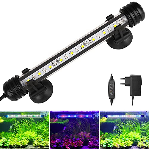 BELLALICHT Illuminazione LED per Acquari, Lampada per Acquari [Luce RGB-Bianca] con Timer, 10 Livelli di Luminosità Dimmerabili IP67 Impermeabile per Serbatoio di Pesci e Piante, L-19C