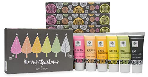 Leo & Lilo zauberhaftes weihnachtliches Geschenkset Merry Christmas - Mit 6 nachhaltigen Mini Handcremes 20 ml - Pflegt trockene und strapazierte Hände - 6 x 20 ml