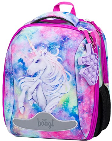 Baagl Schulranzen Mädchen 1 Klasse Shelly Schultasche Grundschule - Unicorn | Ein leichter Kinder Hartschalen-Ranzen und Tornister mit Brustgurt bietet optimalen Schutz für den Schulranzen für Kinder.