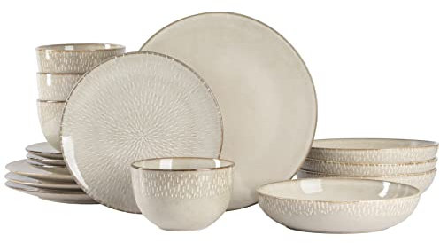 Gibson Elite Vajilla de 16 piezas Matisse, marrón grisáceo